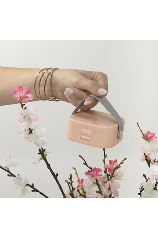 Taşınabilir Makyaj Takı Kutusu Mini Boy Aynalı Organizer Krem