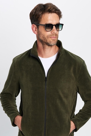 Tudors Unisex Haki Anti-pilling Tüylenme Yapmayan Standart Fit Tam Fermuarlı Soğuk Geçirmez Polar Hırka-32474 Haki