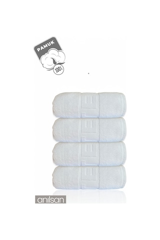 4'lü Hotel Logo Banyo Havlusu - 70x140 Cm, 490 Gr, %100 Pamuk, Spa Ve Otel Havlusu, Günlük Kullanıma Uygun Beyaz