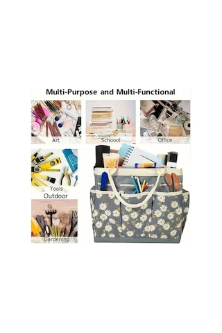 Trendooze Gray Yolyken Çiçekli Çok Amaçlı Bahçe Çantası Fermuarlı Dayanıklı Gri Gaojunshop01 Gri