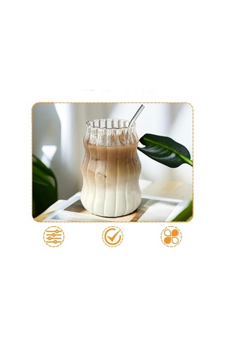 4lü Pipetli Kleemeiero Sunum Bardağı Meşrubat Kahve Soğuk İçecek Hediyelik Bardak 500ml