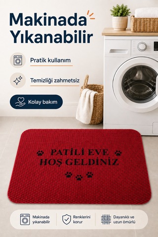 Hoşgeldiniz Desenli Kapı Önü Halı Paspas 40 X 60 Cm Kırmızı