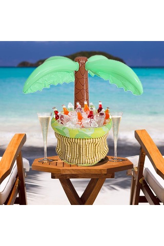 Vkemall Renkli Pvc Malzemeden Yapılmış Taşınabilir Şişme Palmiye Ağacı Soğutucu, Plaj Ve Havuz Partileri İçin İdeal