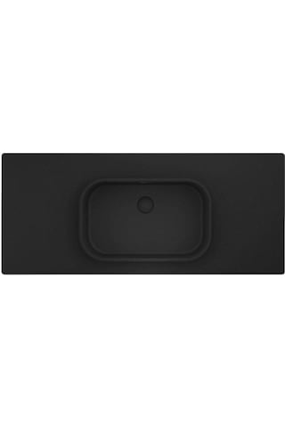 Real Stone Pure Etajerli 60x50 Siyah Granit Banyo Lavabosu Siyah