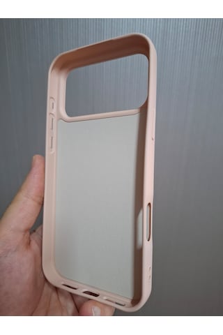 Apple Uyumlu iPhone 17 Pro Max Logolu İçi Kadife Silikon Lansman Kılıf Pudra
