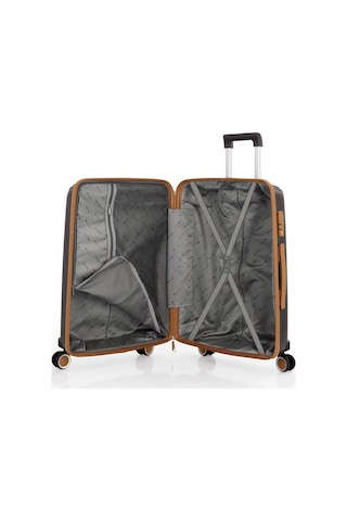 Mçs Bavul Büyük Ve Kabin 2li Set Silikon Valiz V305 Kahve/şamp Kahverengi