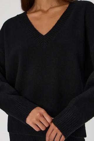 Madmext Siyah V Yaka Oversize Kadın Triko Kazak Mg2149-siyah Siyah
