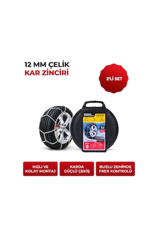 12mm No: 9 Profesyonel Oto Kar Zinciri, Binek Ve Hafif Ticari Araçlar İçin