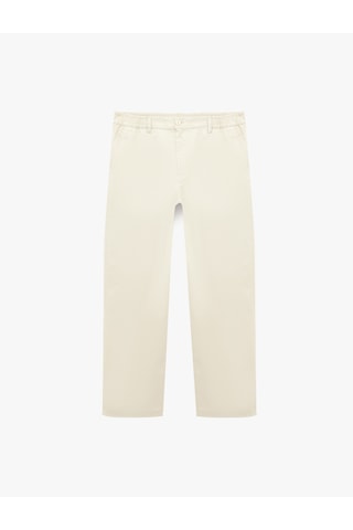 Koton Pamuklu Regular Fit Cepli Beli Lastikli Gabardin Yazlık Chino Pantolon Bej 6sam40108hw Ekru