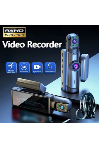 Xuweiwei Ouyaaqii Geliştirilmiş Çift Lensli Araç Dvr 64gb Hafıza Kartı Hızlı Şarj 1080p Hd Gece Görüşü