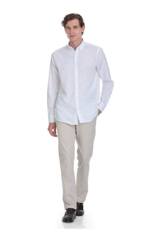 Hatemoğlu Beyaz Comfort Fit 100% Pamuk Düğmeli Yaka Uzun Kollu Casual Gömlek 4111993