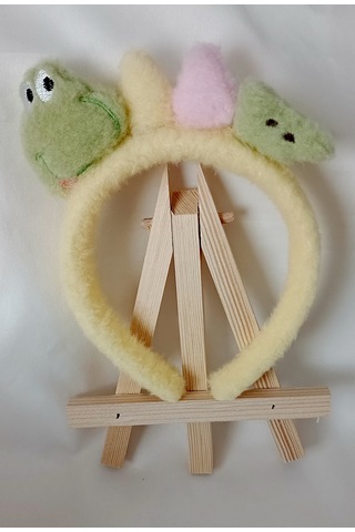 Kaplumbağa Figürlü Kız Çocuk Peluş Taç Sarı