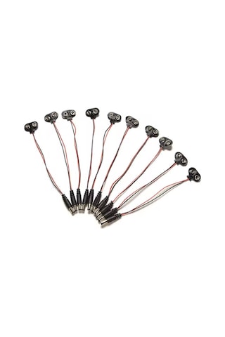 10 Adet 9v Pil Barrel Dönüştürücü Güç Kablo Jaklı Pil Başlığı - T Type