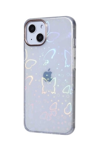 Apple Uyumlu iPhone 13 Kılıf Zore Sidney Desenli Sert Kapak Butterfly No2