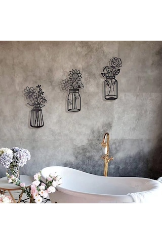 3pcs Metal Bitkiler Duvar Süs Modern Minimalist Sanat Duvar Asma Dekor Teras Balkonu Banyo Dekoru