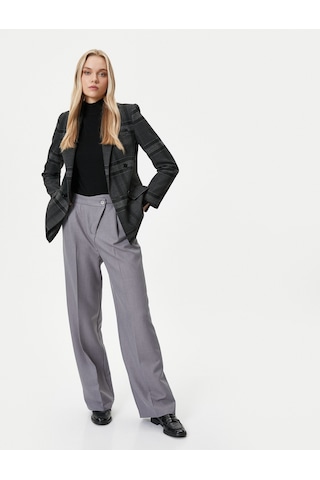 Koton Kumaş Bol Paça Pantolon Asimetrik Bel Düğmeli Gri 4wak40163pw 4WAK40163PW027 Gri