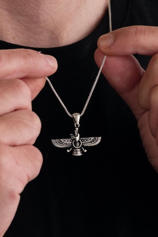 Gümüş Ahura Mazda Figürlü Erkek Ve Kadın Unisex Kolye Gümüş