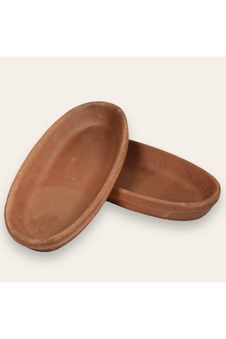 2'li Toprak Sırsız Oval Balık Güveci Pişirme Tavası 27x13x4 Cm