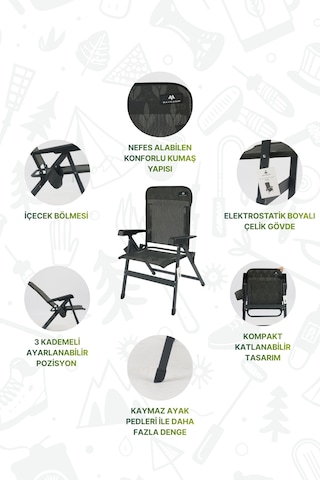 Baycamp Emirgan Katlanır Kamp Sandalyesi Siyah