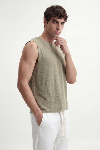 Antioch Relax Fit Dokulu Erkek Kolsuz T-shirt A26y9457 Haki