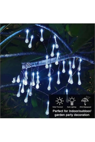 Beyaz Renk 5 Metre 1 Adet Solar Dış Mekan Işıkları Güneş Enerjili Led Işıkları Beyaz