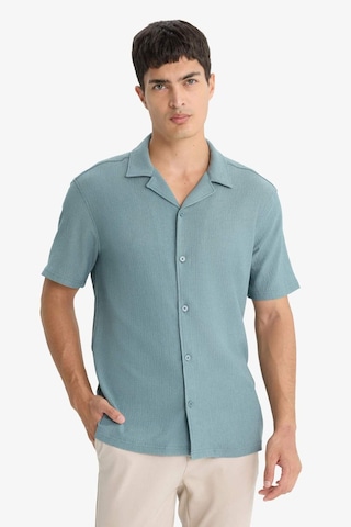 Defacto Modern Fit Polo Yaka Penye Kısa Kollu Gömlek C4125ax25smgn1249 Yeşil