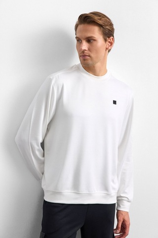 Backandbond Beyaz Regular Fit Bisiklet Yaka Sweatshirt