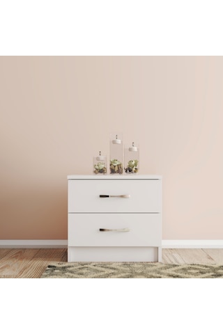 Moxen Mobilya Beyaz 2 Çekmeceli Komodin KMD2001