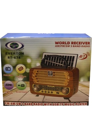 Everton Rt-674 Bluetooth-usb-sd-fm Şarjlı,solarlı Nostaljik Radyo