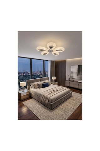 LumiaLighting Damla Model 5"li Gümüş Kumandalı 3 Renk Modu Ledli Modern Plafonyer Salon Mutfak Çocuk Yatak Odası Led Avize