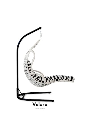 Elit Bahçe Salıncağı - Beyaz Rattan Zebra Minder Beyaz