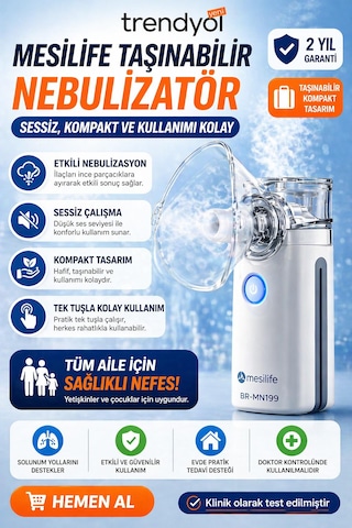 Nebulizatör Şarjlı Taşınabilir Mini Buhar Makinesi Br-mn199 Sessiz Cep Tipi I Mesh I Buhar Makinesi