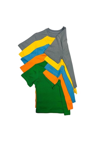 Çocuk Basic T-shirt Kız Erkek Unisex %100 Pamuk 5'li Paket Ek-4