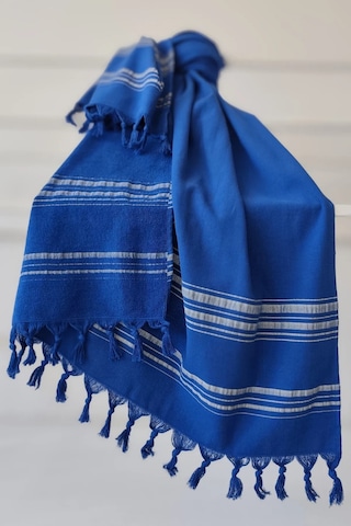 Saks Mavi Çizgili Havlu Peştemal 90x170cm - Plaj Havlusu - %100 Pamuk Saks Mavi