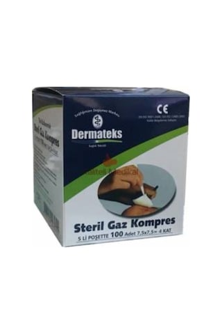Dermateks Steril Gazlı Bez Kompres Spanç 7.5 x 7.5 CM 5 Kutu