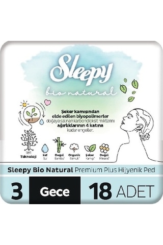 Sleepy Bio Natural Gece Hijyenik Ped 12 x 18'li