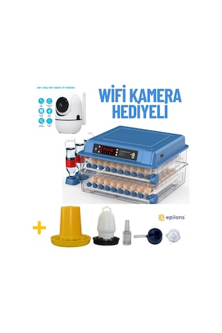 Tam Otomatik 120 Yumurta Kapasiteli Kuluçka Makinesi - Civciv Kaz Hindi Ördek İçin Wifi Kameralı Yedek Motorlu Set