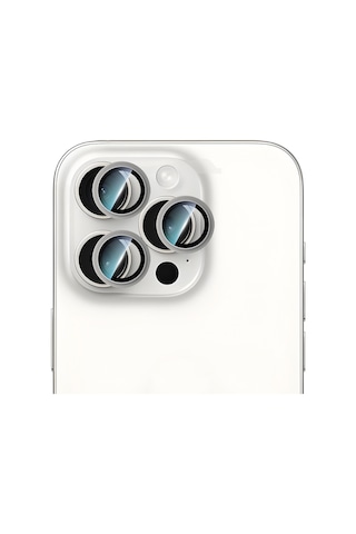 Apple Uyumlu   iPhone 16 Pro Caseworld Alloy Serisi Oleofobik Anti Reflective Kamera Lens Koruyucu Gümüş