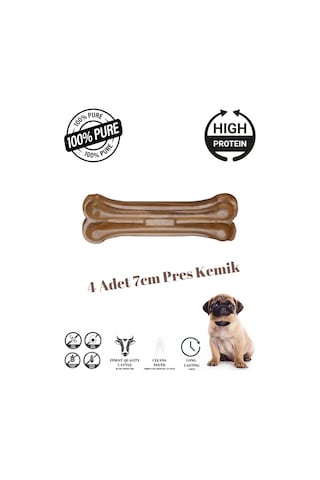 Purecanpati Doğal Köpek Pres Kemiği Natural 4 Adet 7cm Küçük Irk