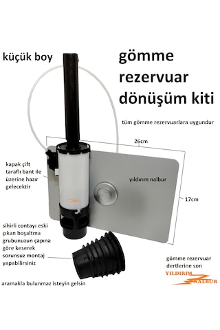 Küçük Boy Gömme Rezervuar Dönüşüm Kiti Boşaltma Buton Çevirici Se Metalik