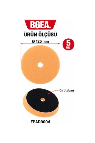 Bgea 5 İnç 125 Mm Turuncu Destek Tabanlı Pasta Süngeri