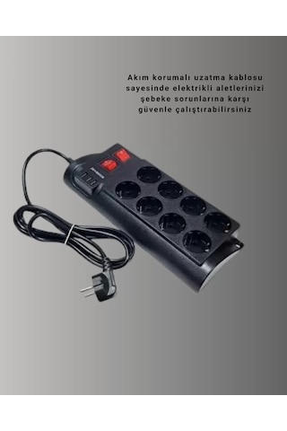 Termal Korumalı 8 Prizli 3 Usb Li Uzatma Kablosu Yeni Nesil Renkli