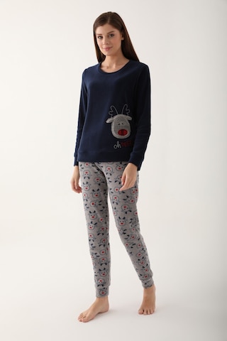 Arnetta Oh Deer Lacivert Kadın Uzun Kol Pijama Takım