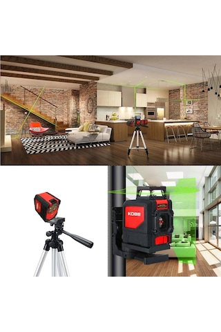 Kobb Kbl30gtp Otomatik Hizalamalı Yeşil Çapraz Çizgi Lazer Distomat + Tripod 25 M
