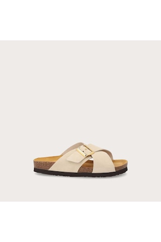 Cappucino Terlik Kadın 17b3 Frau Velour-s Suede Crossover-strap Slıders Kahverengi