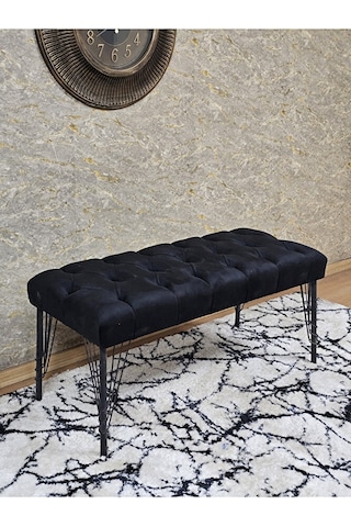 Siyah Boyalı Tel Ayaklı 90 Cm Puf Bench - Puf - Bench - Kasalı Ot Çok Renkli