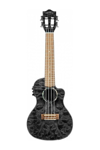 Lanikai Qm-bkcec Quilted Maple Concert Elektro Ukulele Siyah Şık Siyah Burst Sahne Işıltısı
