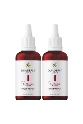 Kırmızı Peeling Serum, Aha%10 + Bha%2 + E Vitamini%1, Akne Karşıtı Ve Onarıcı, 30 Ml 2 Paketi