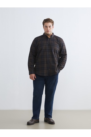 Lcwaıkıkı Classic Kahverengi Regular Fit Uzun Kollu Ekose Gabardin Erkek Gömlek