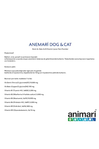Animari Anemari Kedi ve Köpekler İçin Demir & Bakır & B Vitamin